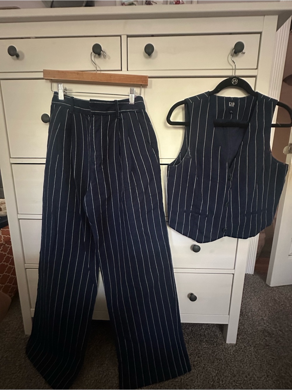 GAP Navy Blue Pinstripe Set